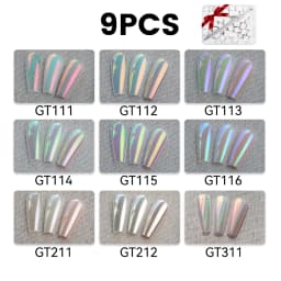 YOKEFELLOW GleamTap Cushion Aurora Chrome Nail Powder 6 Color Mermaid Aurora Effect Nail Art Glitter Decoration for Home DIY Salon Manicure GT117-GT122