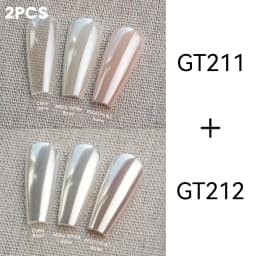 YOKEFELLOW GleamTap Cushion Aurora Chrome Nail Powder 6 Color Mermaid Aurora Effect Nail Art Glitter Decoration for Home DIY Salon Manicure GT117-GT122