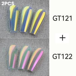 YOKEFELLOW GleamTap Cushion Aurora Chrome Nail Powder 6 Color Mermaid Aurora Effect Nail Art Glitter Decoration for Home DIY Salon Manicure GT117-GT122