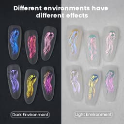YOKEFELLOW GleamTap Cushion Aurora Chrome Nail Powder 6 Color Mermaid Aurora Effect Nail Art Glitter Decoration for Home DIY Salon Manicure GT117-GT122