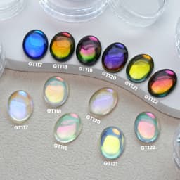 YOKEFELLOW GleamTap Cushion Aurora Chrome Nail Powder 6 Color Mermaid Aurora Effect Nail Art Glitter Decoration for Home DIY Salon Manicure GT117-GT122