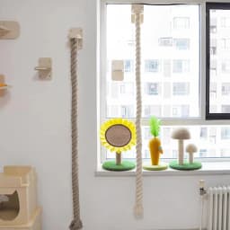 Cat Climbing Shelf and Rope Tree Wall Mounted Scratching Post Sisal Rope Lounging Interactive Play Toys Gym for Indoor Cats