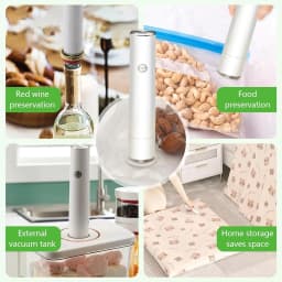 Handheld Vacuum Sealer with 5PCS Reusable Bags, Powerful Handheld Vacuum Machine, Portable Meal Saver, Keep Food Fresh, Rechargeable Portable Vacuum Machine for Meal Vegetable Fruit Preparation And Airtight Sealing Kitchen Storage