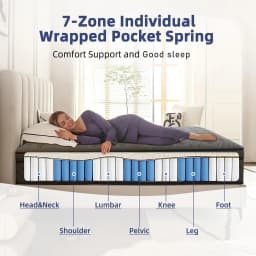 12inch Memory Foam Hybrid Mattress With Pocket Springs, Twin, Full, Queen, King, Sizes In A Box, Medium Firm, Mattresses For Support Comfort, Fiberglass-Free Suitable For Home BedroomsAnd Hotels