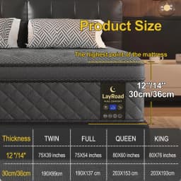 12inch Memory Foam Hybrid Mattress With Pocket Springs, Twin, Full, Queen, King, Sizes In A Box, Medium Firm, Mattresses For Support Comfort, Fiberglass-Free Suitable For Home BedroomsAnd Hotels