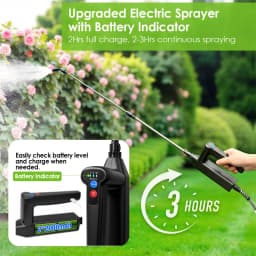 2 Gallon Battery Powered Sprayer,Garden Sprayer with 3 Adjustable Pressures & Telescopic Wand, Rechargeable Electric Weed Sprayer for Lawn, Yard,4 Nozzles Included