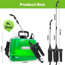 2 Gallon Battery Powered Sprayer,Garden Sprayer with 3 Adjustable Pressures & Telescopic Wand, Rechargeable Electric Weed Sprayer for Lawn, Yard,4 Nozzles Included