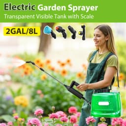 2 Gallon Battery Powered Sprayer,Garden Sprayer with 3 Adjustable Pressures & Telescopic Wand, Rechargeable Electric Weed Sprayer for Lawn, Yard,4 Nozzles Included