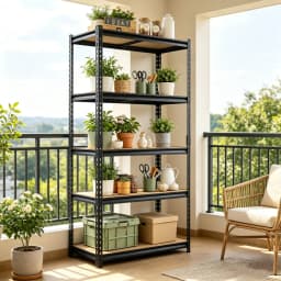 5-Tier Black Metal Storage Shelf 2000LBS Heavy Duty Garage Reptile Cage Organizer 35.5W×15.8D×71H Home Office Use