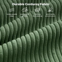 97" L-Shape Modular Sofa, 3-Seat Corduroy Couch with Movable Ottoman, Sectional Sofa for Living Room, Green, Customized