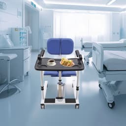 Hydraulic Patient Lift Transfer Chair, 330lbs Height Adjustable Transport Wheelchair Shower Chair 180° Split Seat Patient Lifter