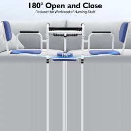 Hydraulic Patient Lift Transfer Chair, 330lbs Height Adjustable Transport Wheelchair Shower Chair 180° Split Seat Patient Lifter