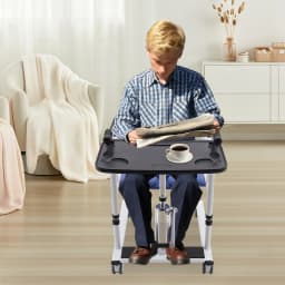 Hydraulic Patient Lift Transfer Chair, 330lbs Height Adjustable Transport Wheelchair Shower Chair 180° Split Seat Patient Lifter