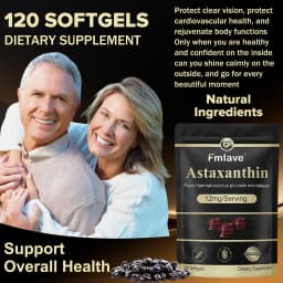Fmlave Premium Astaxanthin 12mg, Natural Antioxidant Supplement for Eye, Joint, Skin Health,Microalgae Source, 120 Softgels