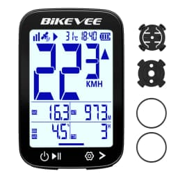 BIKEVEE Rechargeable GPS Wireless Bike Cycling Computer Waterproof USB-C Wireless Bicycle Speedometer Odometer Stopwatch with Auto Backlight Altitude Gradient Speed Mileage Riding Accessories