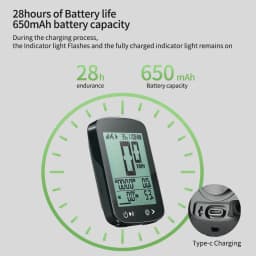 BIKEVEE Rechargeable GPS Wireless Bike Cycling Computer Waterproof USB-C Wireless Bicycle Speedometer Odometer Stopwatch with Auto Backlight Altitude Gradient Speed Mileage Riding Accessories
