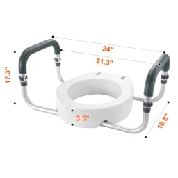SucceBuy Raised Toilet Seat 3.5" Height Raised 300 lbs Weight Capacity for Standard Round Durable Toilet Aluminum Handrail