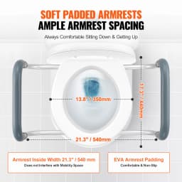 SucceBuy Raised Toilet Seat 3.5" Height Raised 300 lbs Weight Capacity for Standard Round Durable Toilet Aluminum Handrail