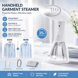 Saierfour 1500W Portable Handheld Garment Steamer Mini Steam Iron Press Travel Business Clothes Wrinkle Remover Home Fabric Steaming Brush