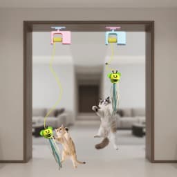 BOOTEELY Interactive Hanging Cat Retractable String RechargeableToys for Indoor Kittens and Bored Adult with 3 Flying Feathers