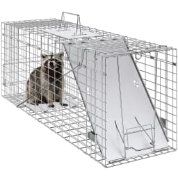 SucceBuy Live Animal Cage Trap Humane Cat Trap Galvanized Iron Folding Animal Trap with Handle for Rabbits Stray Cats Squirrels
