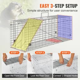 SucceBuy Live Animal Cage Trap Humane Cat Trap Galvanized Iron Folding Animal Trap with Handle for Rabbits Stray Cats Squirrels
