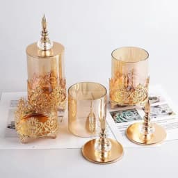 European Luxury Crystal Transparent Glass Decorative Jar Relief Storage Jewelry Box Cotton Candy Jar Creative Home Decoration