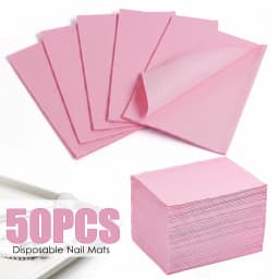 Makartt Disposable Nail Mats: 50Pcs Pink Fordable Nail Paper Towels for Table Acrylic Nail Practice Sheet 3 Ply Waterproof Nail