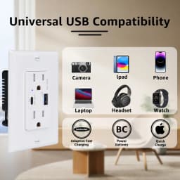1Pcs-20Pcs 6.5A USB Quick Charge Outlets With 15A Tamper-Resistant Wall Charger US Power Socket and Standard Socket White Outlet