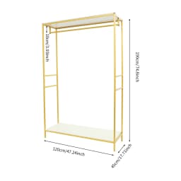 Gold Iron Clothing Rack with Shelves Wedding Dress Bridal Garment Rack Stand
