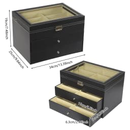 3 Layers Organizer Leather with Drawer 24 Slots Glasses Box Sunglass Glasses Display Drawer Sunglass Organize Box