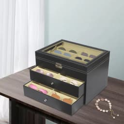 3 Layers Organizer Leather with Drawer 24 Slots Glasses Box Sunglass Glasses Display Drawer Sunglass Organize Box