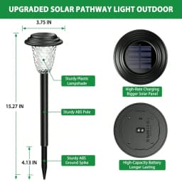Solar Pathway Lights Bright RGB Color Changing/Warm White Outdoor Waterproof Garden Lamp Powered Landscape Path Lights for Yard