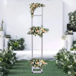 White Flower Arches,Wedding Arch Backdrop Stand, with Foldable Base, Square Balloon Arch Stand for Birthday Party Decor
