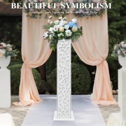 8Pcs Wedding Flower Columns 47 Inch Tall PVC Hollow Out Stand with LED Lights Cloud Pattern for Party Birthday Outdoor Decor