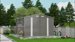 SUSUA10x12FT Outdoor Storage Shed  Metal Garden Shed with Double Door Two Window Waterproof Tool Shed for Backyard Patio Lawn