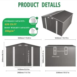 SUSUA10x12FT Outdoor Storage Shed  Metal Garden Shed with Double Door Two Window Waterproof Tool Shed for Backyard Patio Lawn