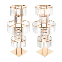 5 Tiers Crystal Flower Stand Gold/Silver 43.3 Inch Height Display Rack Aisle Guide Table Decoration Wedding Centerpiece Stand for Party Birthday Coffee Shop