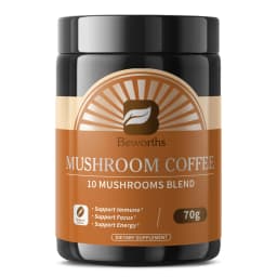 BWEORTHS 70/120/250G Mushroom Coffee Mixed Reishi&Lion's Mane Mushrooms Support Immunity&Focus Health Boost Memory NO-GMO