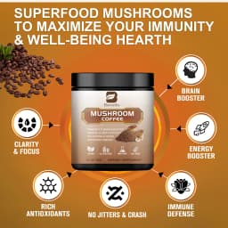 BWEORTHS 70/120/250G Mushroom Coffee Mixed Reishi&Lion's Mane Mushrooms Support Immunity&Focus Health Boost Memory NO-GMO
