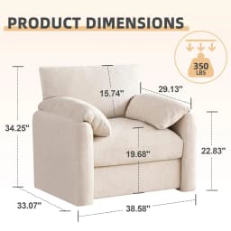 Chenille Oversized Armchair, 38.6" Wide Accent Chairs for Living Room & Bedroom Modern Lounge Chair, Customized
