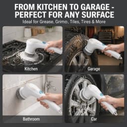 Effortless Electric Grease Scrubber, Rechargeable Cordless Power Cleaning Brush, for Kitchen Sink Tile & Stubborn Stains