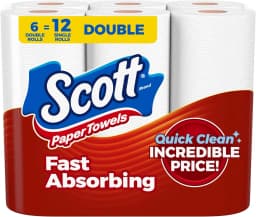 Choose-A-Sheet Paper Towels, 6 Double Rolls = 12 Regular Rolls (108 Sheets Per Roll), High Absorbency Household Essential