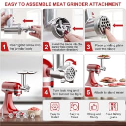 Meat Grinder and Slicer Shredder Attachments for KitchenAid Stand Mixer 2 Piece Set with Sausage Stuffer Tubes