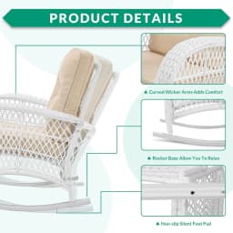 3-Piece Outdoor Conversation Bistro Set, Patio Wicker Rocking Chairs Rattan Furniture Sets w/ 2 Rattan Chairs,, Customized