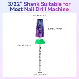 Makartt 5-in-1 Nail Drill Bits - 3/32" Shank Tungsten Carbide Tapered Bit for Fast Removal of Acrylic Nails, Hard Gel & Cuticles