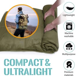 Outdoor Puffy Camping Blanket, Lightweight Down Alternative Puffy Camping Large Ultra Warm Hammock Top Quilt Waterproof Blanket for Traveling Picnic Beach Party Cold Weather