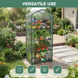 JHK Mini 30 IN Greenhouse for Outside Indoor Use Portable Green House Multi-Tier Plant Growing Rack with PE Cover for Outdoor