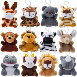 24 Pcs Small Stuffed Animals 3“ Kids Party Favors Bulk Safari Animals Plush Toys Party Stuffers Birthday Favors Classroom Prize