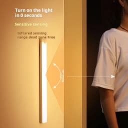 1pc Wireless Rechargeable LED Motion Sensor Cabinet Light - Ideal for Closet, Kitchen, Wardrobe, Stairs - Battery Operated Night